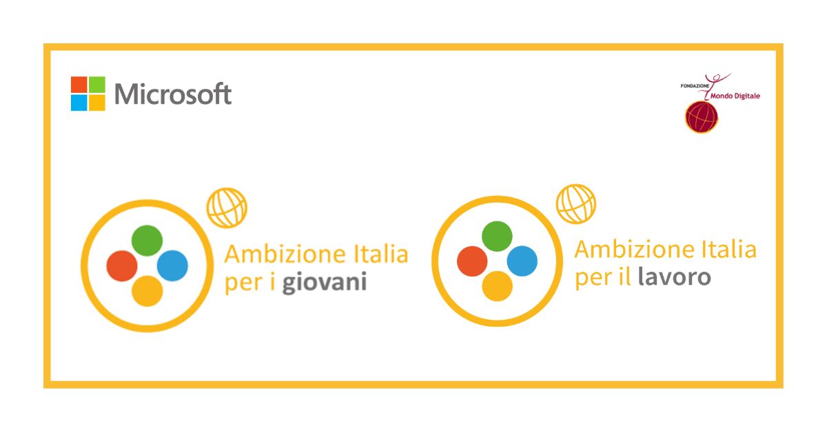 Ambizione italia per i giovani e per il lavoro formazione digitale finanziata da Microsoft Italia